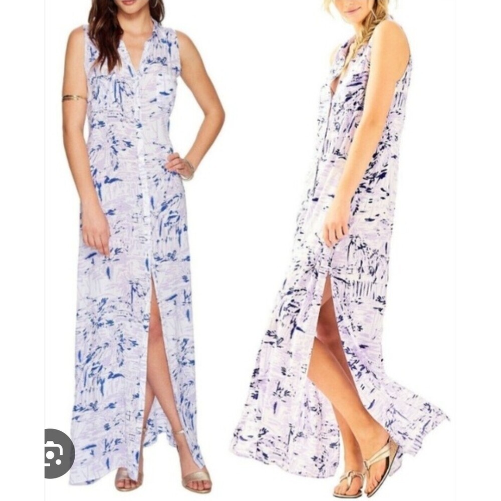 Lilly Pulitzer Erza Maxi Beach Dress XXS Lilac Verbena Rock The Dock Purple Boho